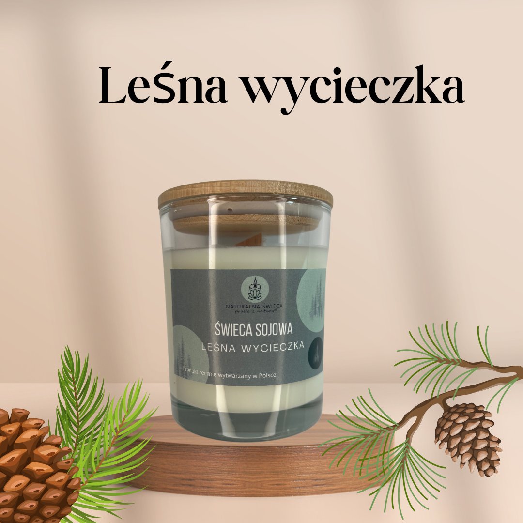 Leśna wycieczka Świeca sojowa z drew. zamknięciem 250 ml