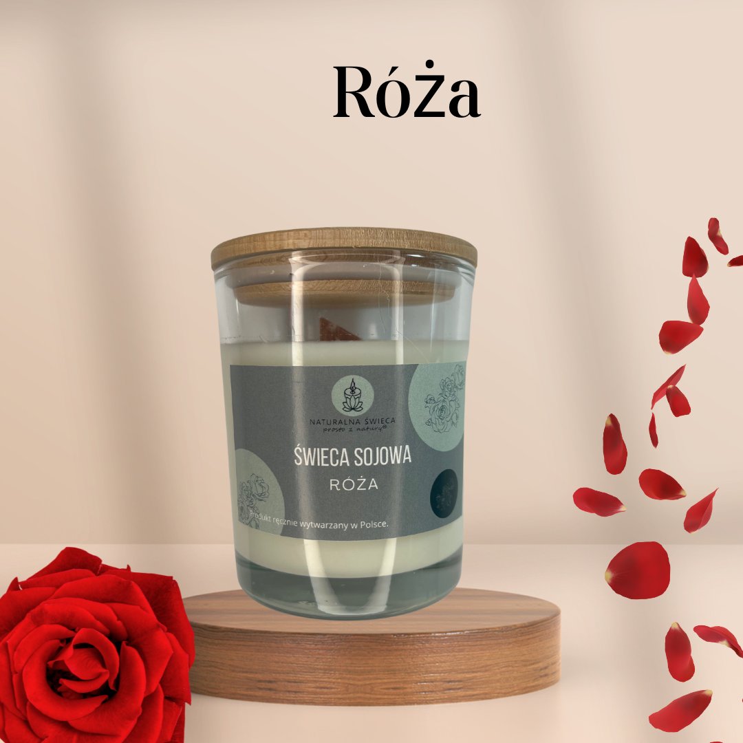 Róża Świeca sojowa z drew. zamknięciem 250 ml