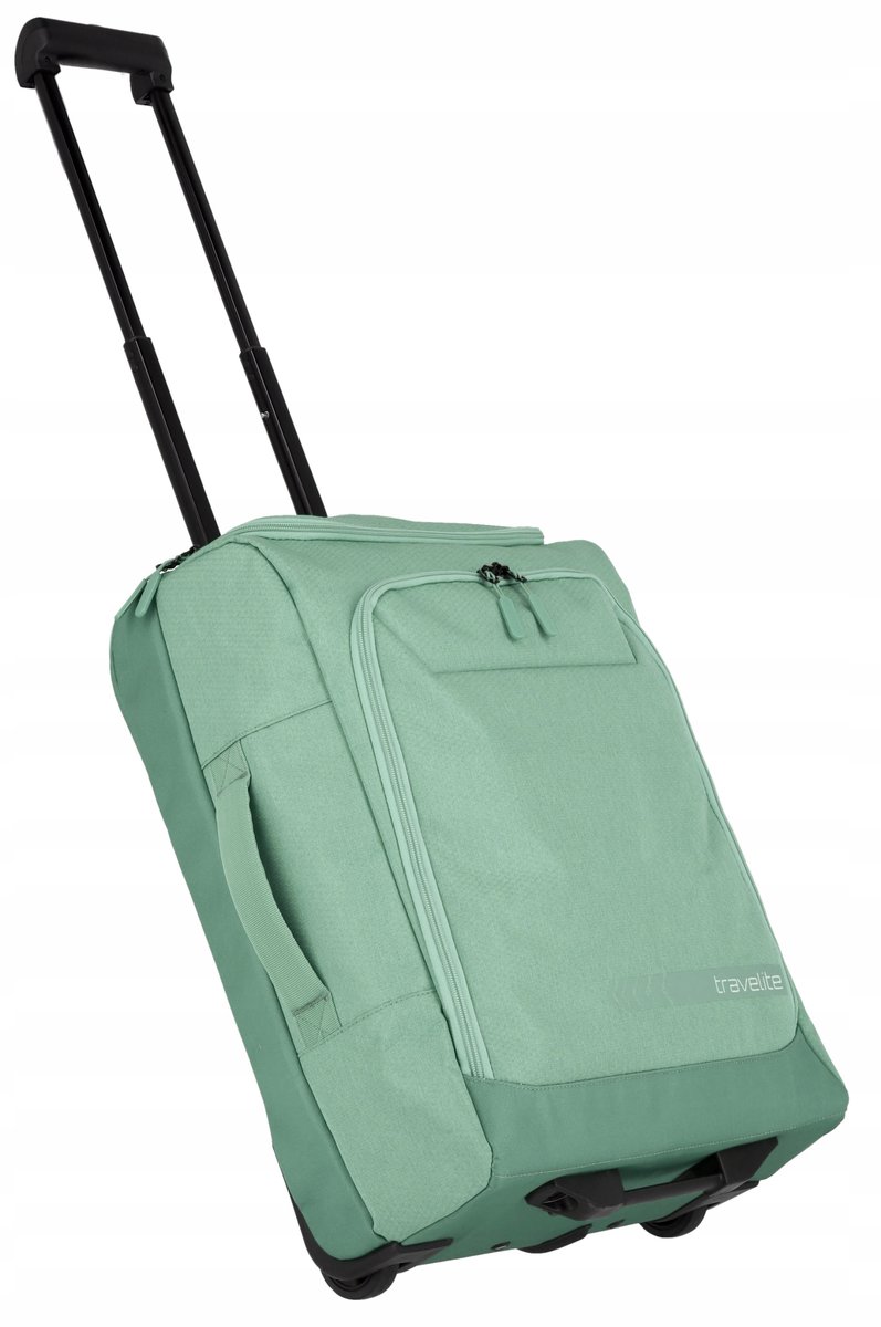 travelite Walizka podróżna na kółkach, mała, kick off, praktyczna walizka na kółkach na urlop i do uprawiania sportu, 55 cm, 44 litry, szałwia, 55 cm, torba podróżna na kółkach