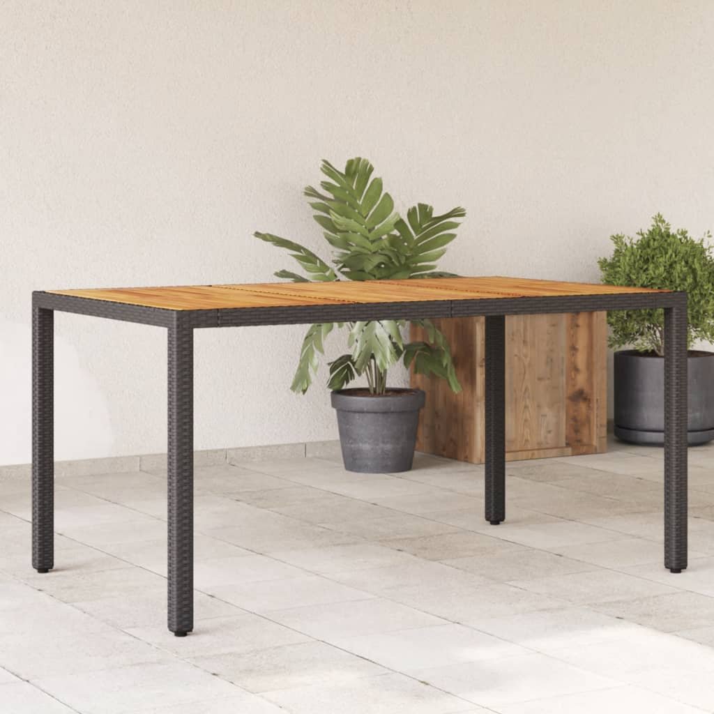 vidaXL Stół ogrodowy z akacjowym blatem, czarny, 150x90x75 cm