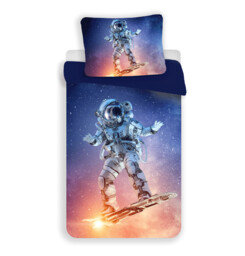 Jerry Fabrics Pościel z mikrofibry 140x200 Astronauta niebieska kolorowa poszewka 70x90