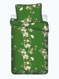 Jerry Fabrics Pościel z mikrofibry 140x200 Correy II zielona kwiaty poszewka 70x90