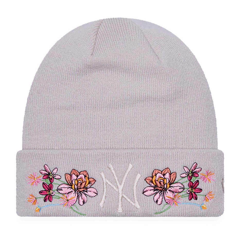 Czapka zimowa damska NEW ERA NY Yankees Floral Cuff Knit Beanie beżowa