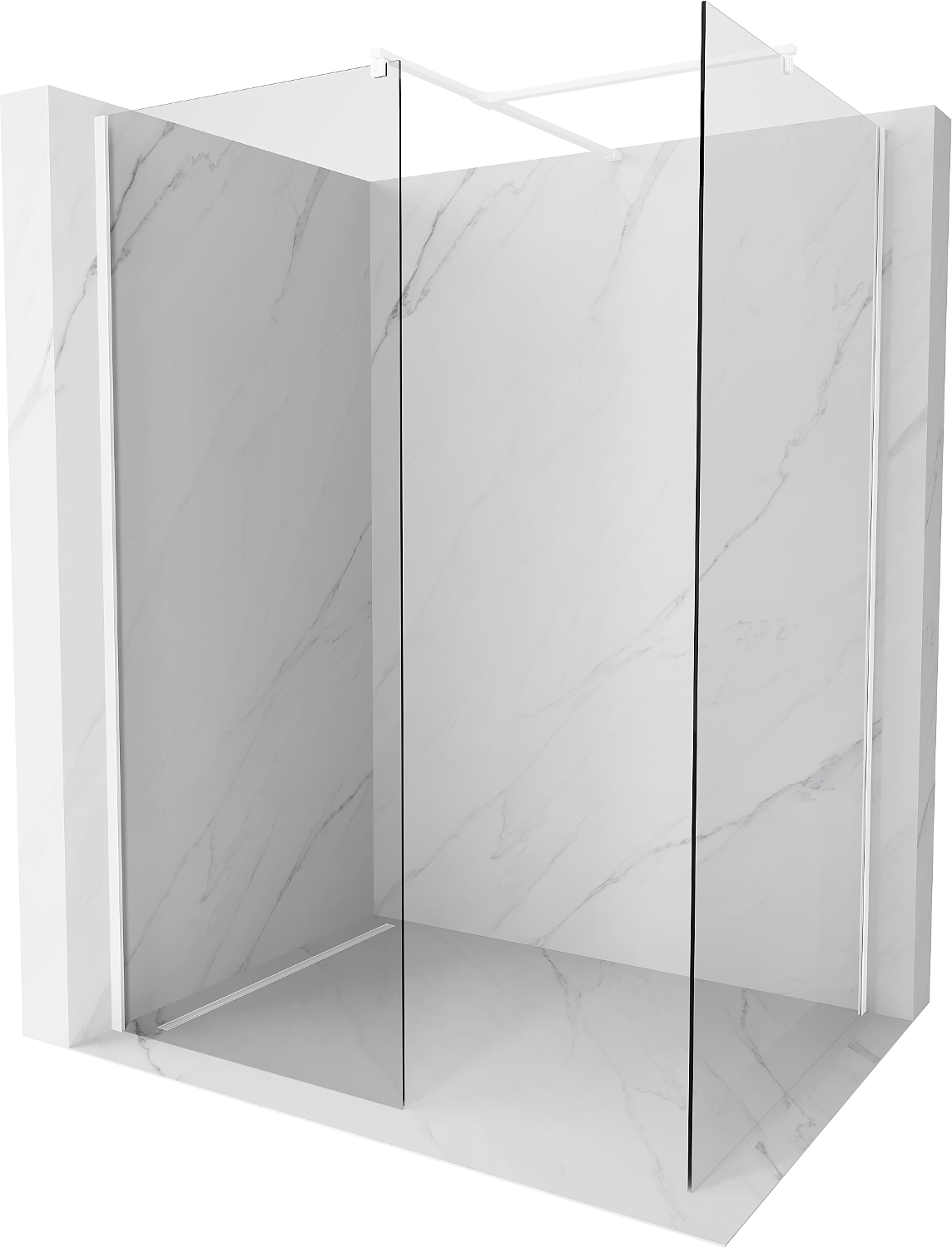 Mexen Kioto ścianka prysznicowa Walk-in 130 x 70 cm, transparent, biała - 800-130-202-20-00-070