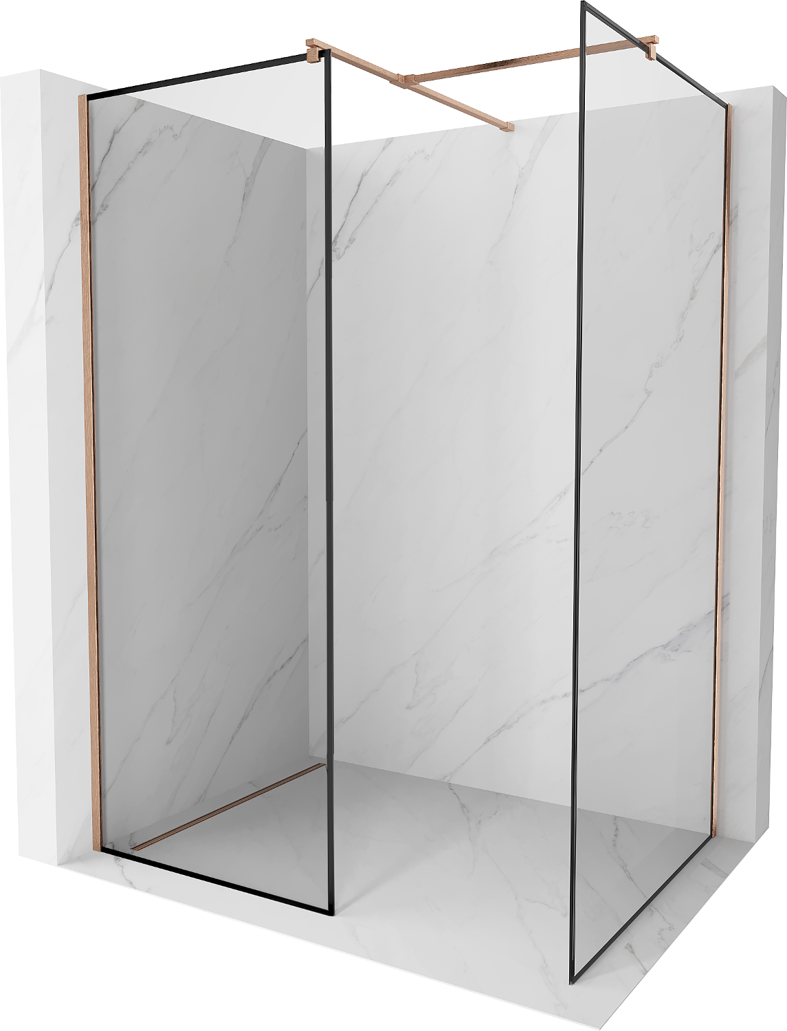 Mexen Kioto ścianka prysznicowa Walk-in 110 x 70 cm, czarny wzór, miedź szczotkowana - 800-110-202-65-70-070