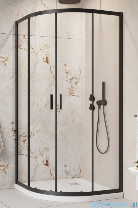 Brilis Alienta Black A kabina półokrągła czarna 80x80 szkło przejrzyste 10228080-54-01