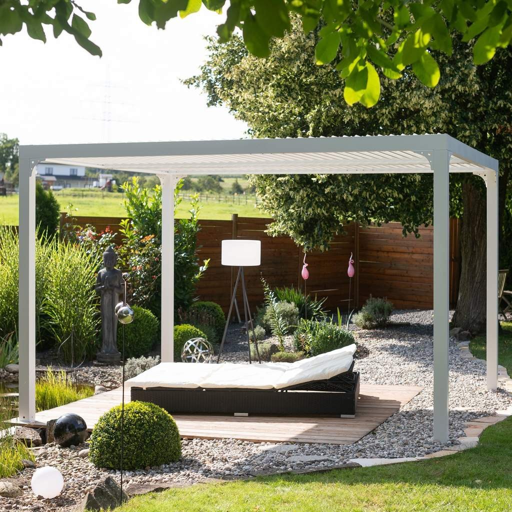 Pergola ogrodowa 3x3,6m tarasowa Paragon Outdoor biała z lamelami