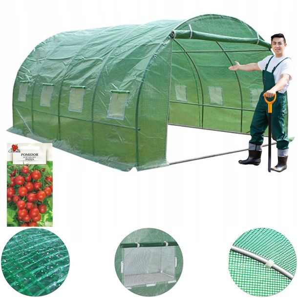 Tunel Foliowy Ogrodowy 4x3x2 Szklarnia 12m2 Mocny Foliak 4x3 3x4 Zielony Uv
