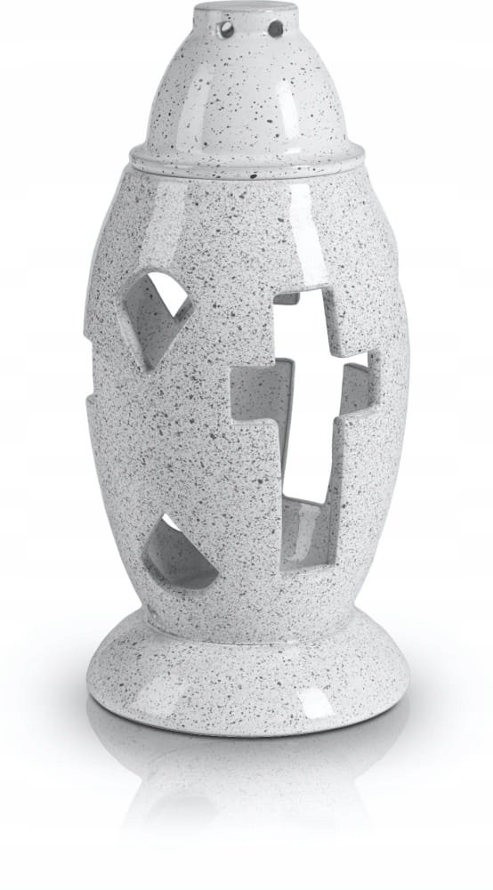 Znicz Ceramiczny Nagrobkowy Cmentarny Biały 28 cm