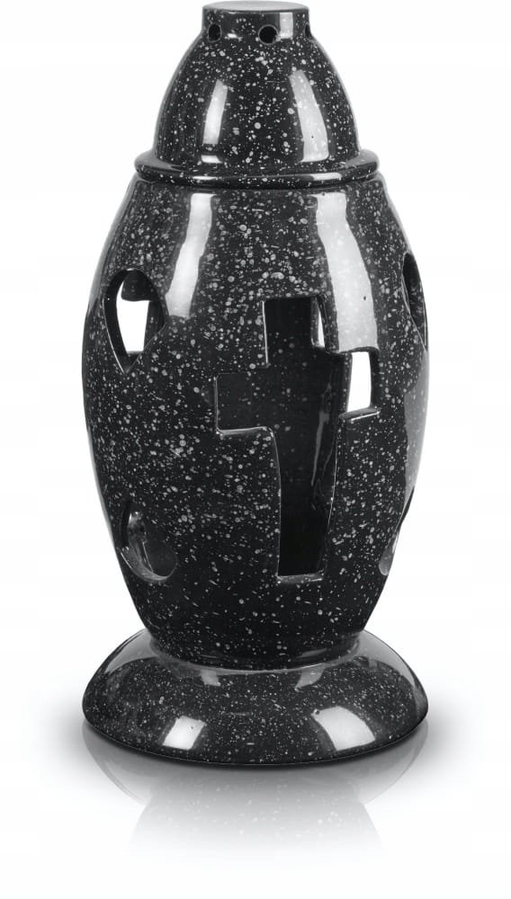 Znicz Ceramiczny Nagrobkowy Cmentarny Czarny 28 cm