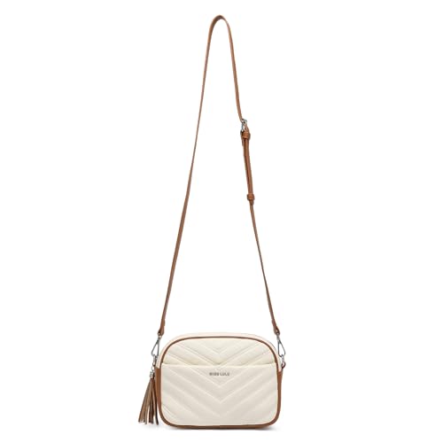 Miss Lulu Damska torba na ramię, mała torba na ramię, damska torba na ramię, Crossbody Bag, beżowy/brązowy