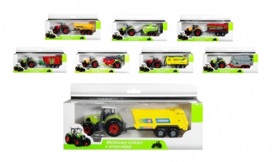 Traktor z przyczepą. mix