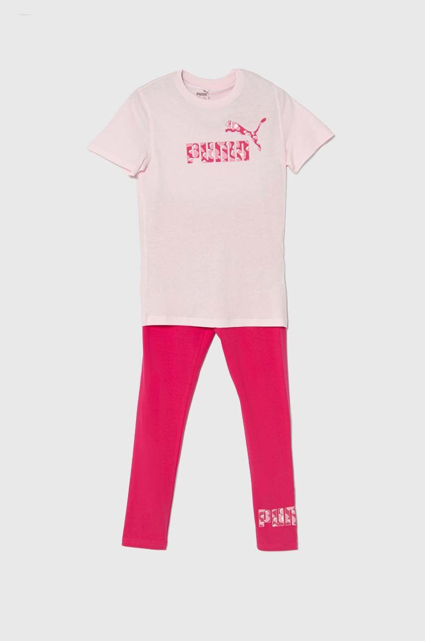 Puma komplet bawełniany dziecięcy ANIMAL & Leggings Set G kolor różowy