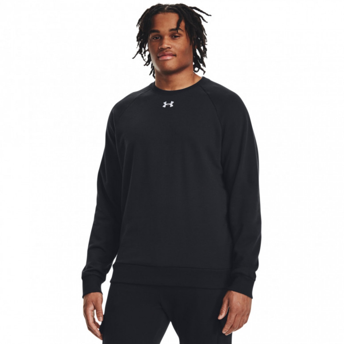 Męska bluza dresowa nierozpinana bez kaptura Under Armour UA Rival Fleece Crew - czarna - UNDER ARMOUR