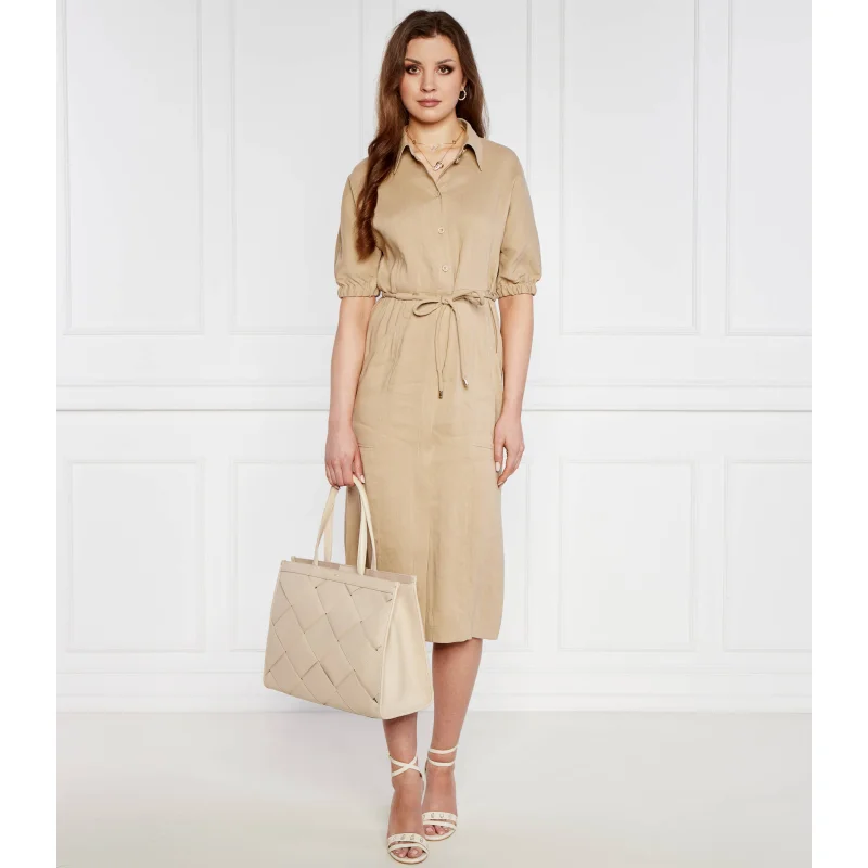 Marc Cain Lniana sukienka z paskiem