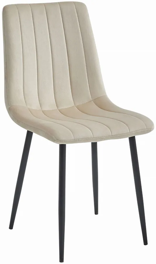 Komplet beżowych krzeseł tapicerowanych welurowych 4 szt. P7-E74
