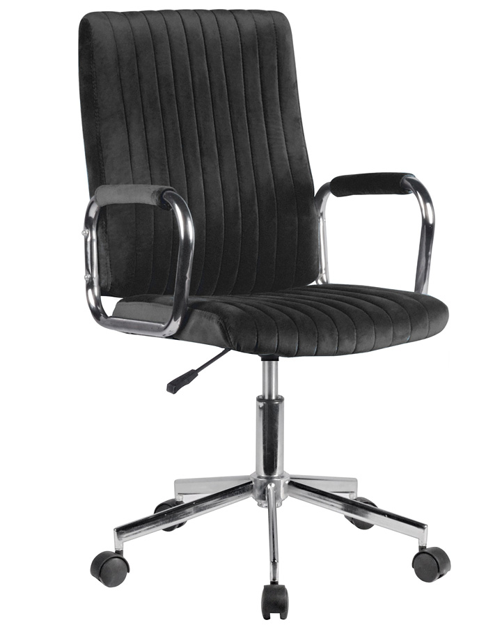 Czarny welurowy fotel obrotowy D9-N81