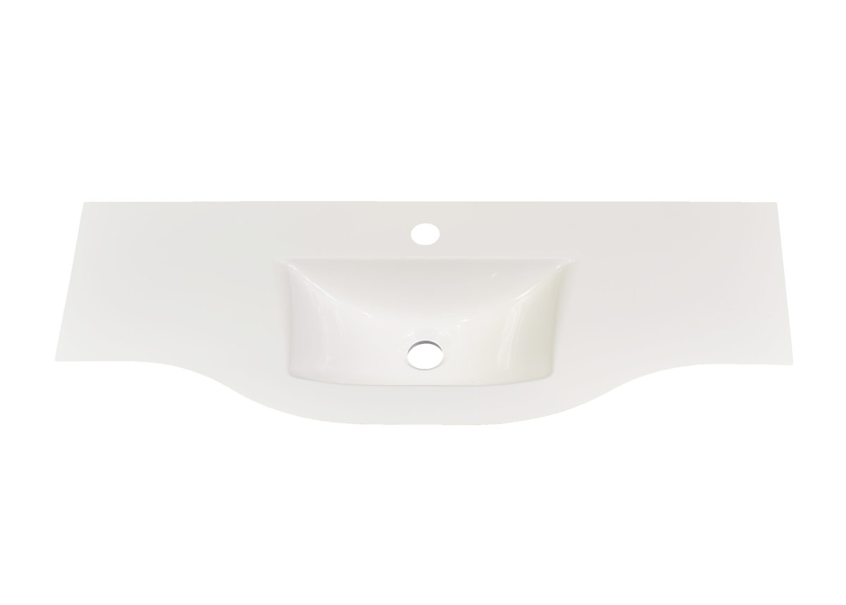 Umywalka wpuszczana w blat, asymetryczna, biała, 93 x 37 cm