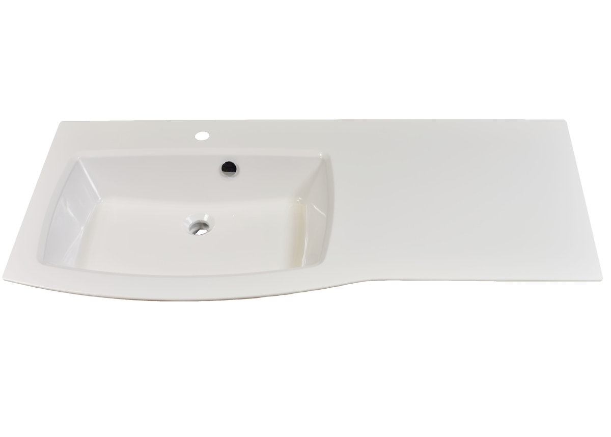 Umywalka wpuszczana w blat, asymetryczna, biała, 121 x 58,5 cm