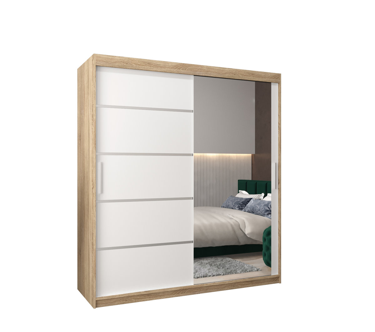 Szafa przesuwna garderoba VERONA 2 180 gł. 62 Sonoma / Biały