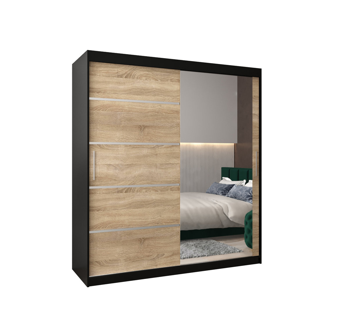 Szafa przesuwna garderoba VERONA 2 180 gł. 62 Czarny / Sonoma