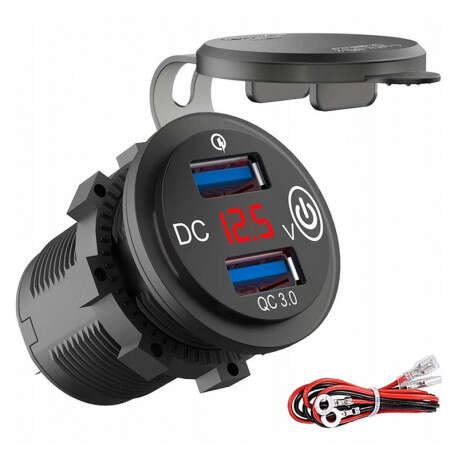 GNIAZDO SZYBKA LADOWARKA 2xUSB WODOODPORNE 12/24V MC3087-Q3.0T FREEDCONN