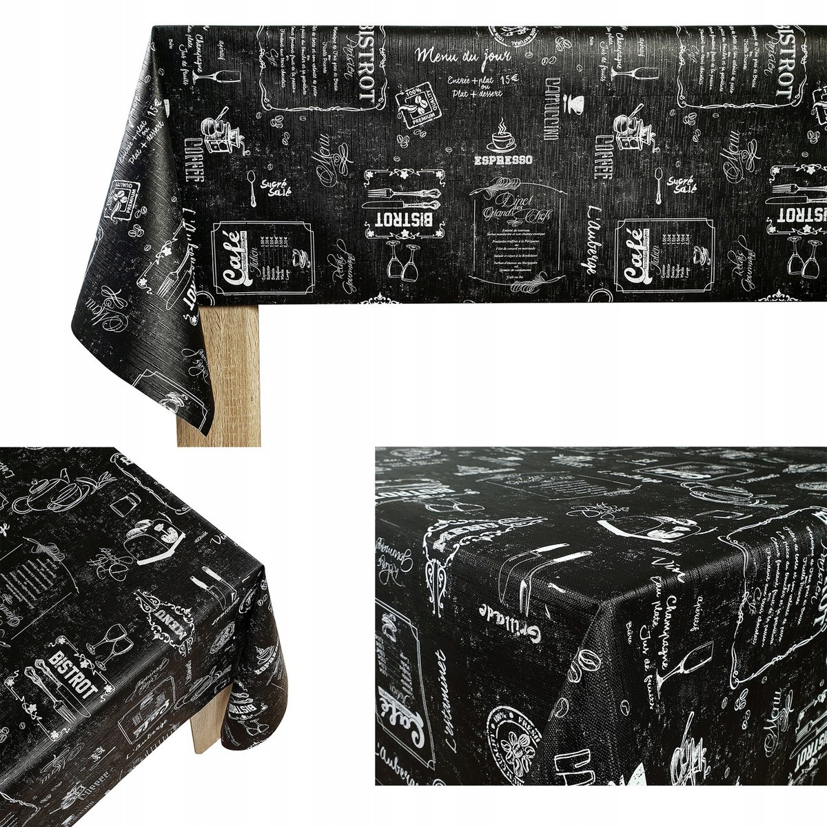 Ochronna Cerata Dekoracyjna Czarna Kawiarnia Na Stół Ławę Blat 140x400cm
