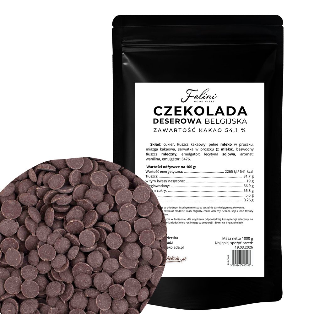 Felini czekolada deserowa belgiska 54,9% 1kg