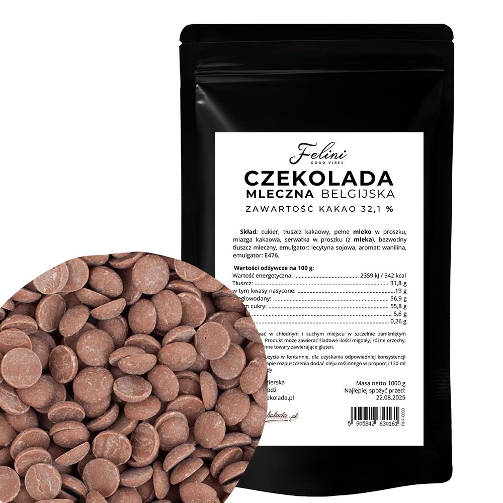 Felini czekolada mleczna belgiska 32,% 1kg