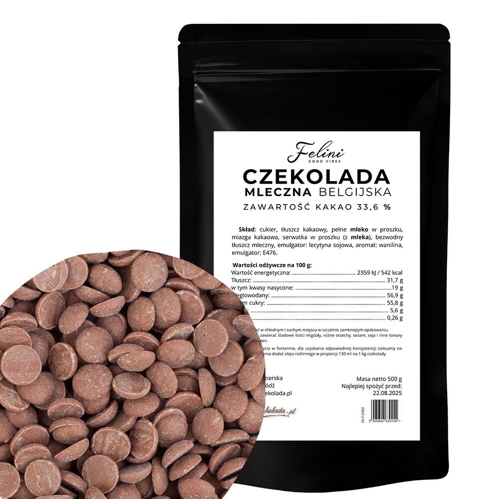 Felini czekolada mleczna belgiska 33,6% 500g