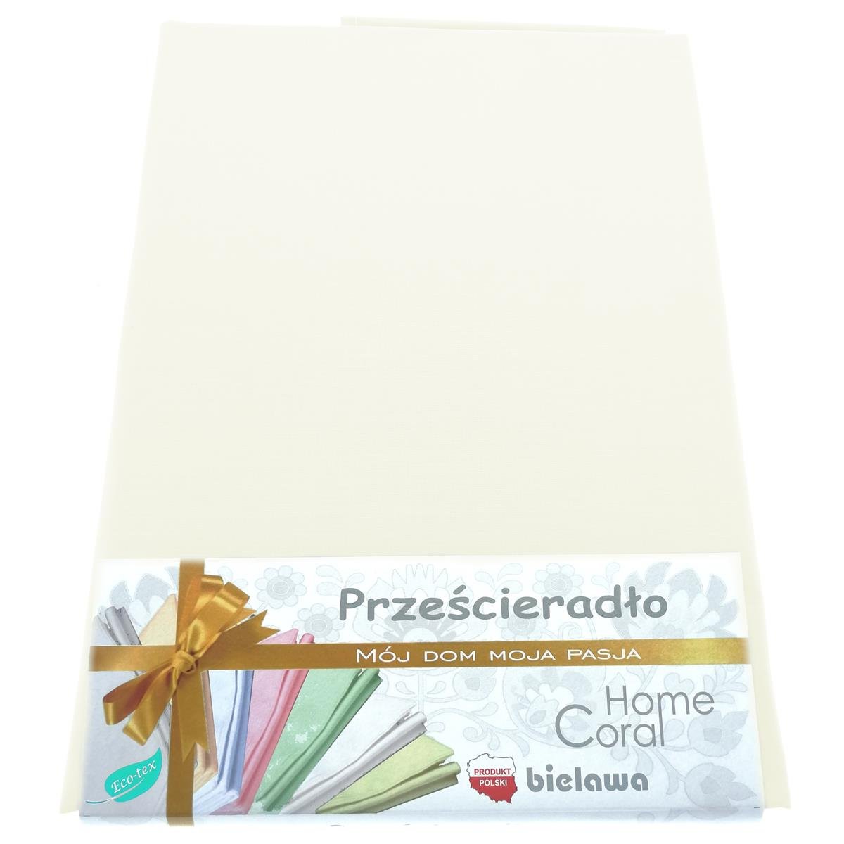 Prześcieradło bawełniane bez gumki 200x220 rubin kremowe