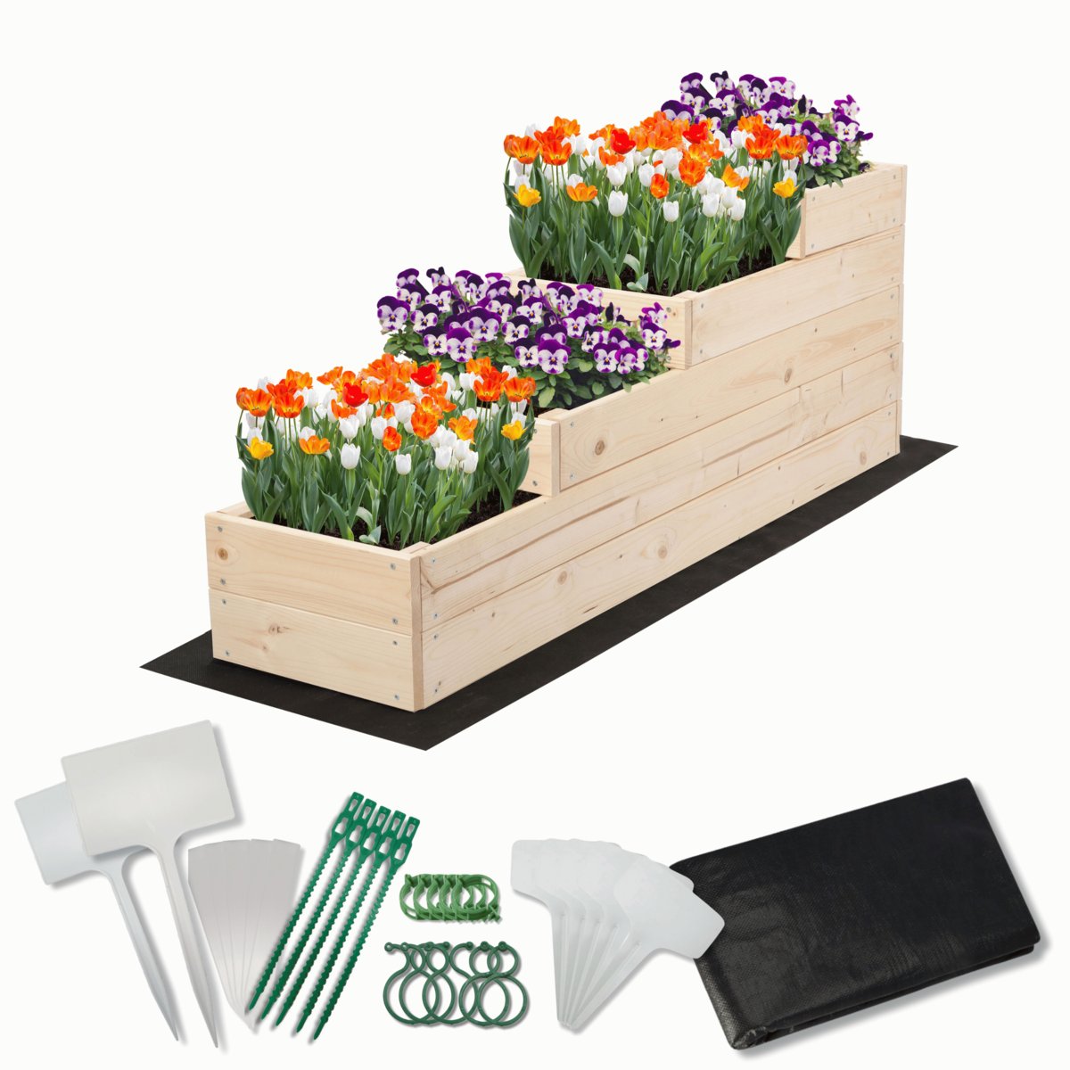 Skrzynie na warzywa warzywniak donica drewniana 30x120 ZESTAW EKO / Wamar-Sosenka