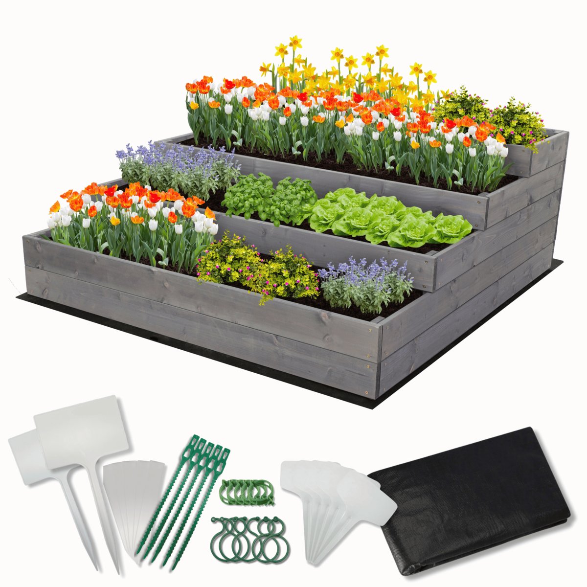 Skrzynie na warzywa warzywniak donica IMPREGNOWANY 120x120 ZESTAW EKO / Wamar-Sosenka