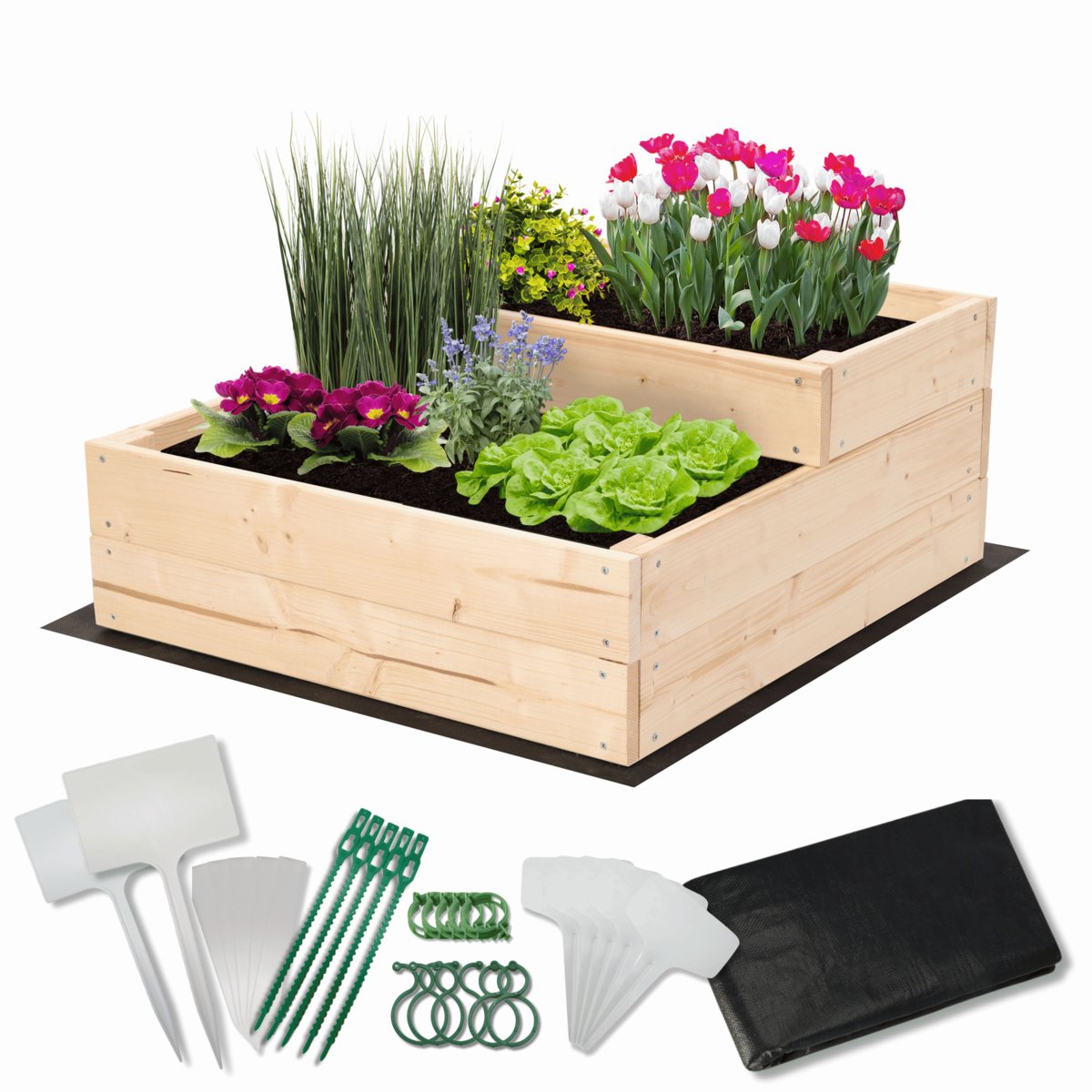 Skrzynia na warzywa warzywniak inspekt drewniany 60x60 ZESTAW ECO / Wamar-Sosenka