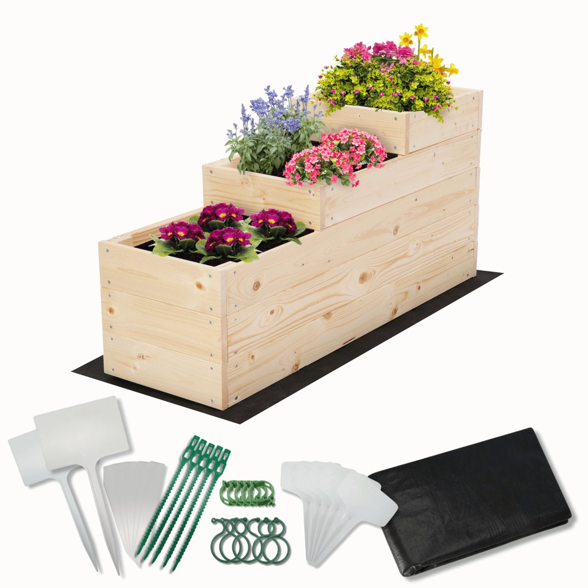 Skrzynie na warzywa warzywniak donica drewniany 30x90 ZESTAW EKO / Wamar-Sosenka