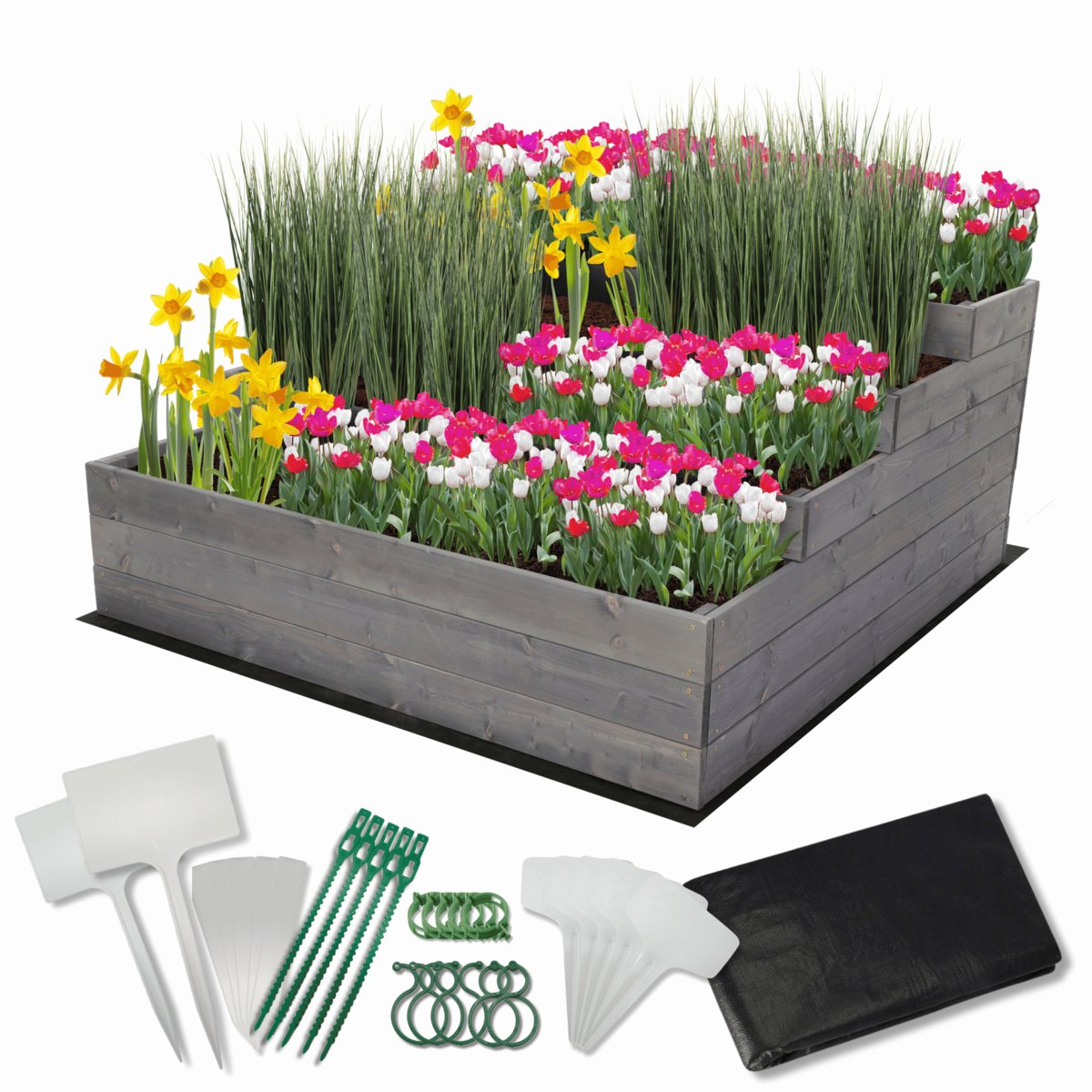 Skrzynia na warzywa warzywnik IMPREGNOWANY 120x120 ZESTAW WYSOKA ECO / Wamar-Sosenka