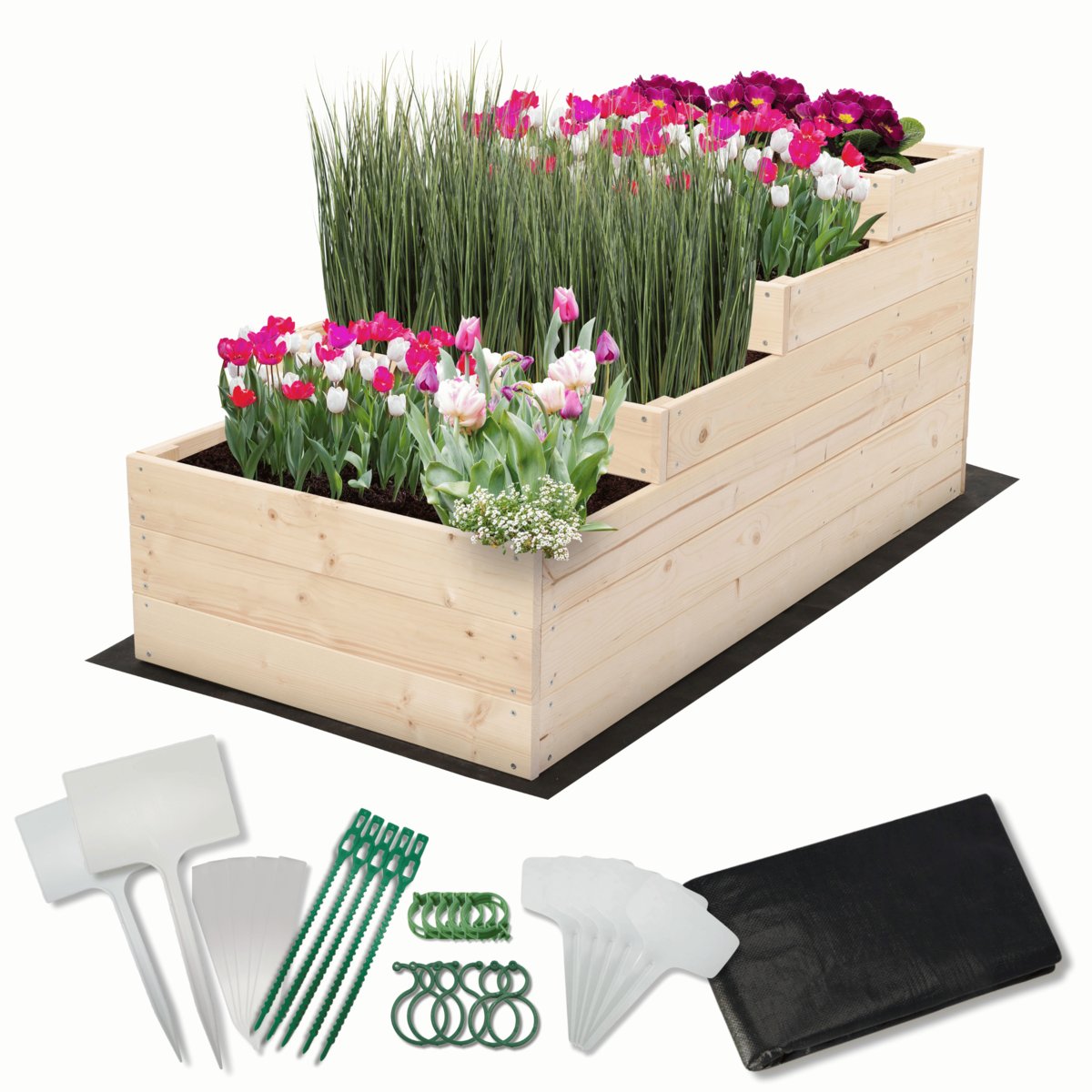 Skrzynia na warzywa warzywnik drewniana 60x120 ZESTAW WYSOKA ECO / Wamar-Sosenka