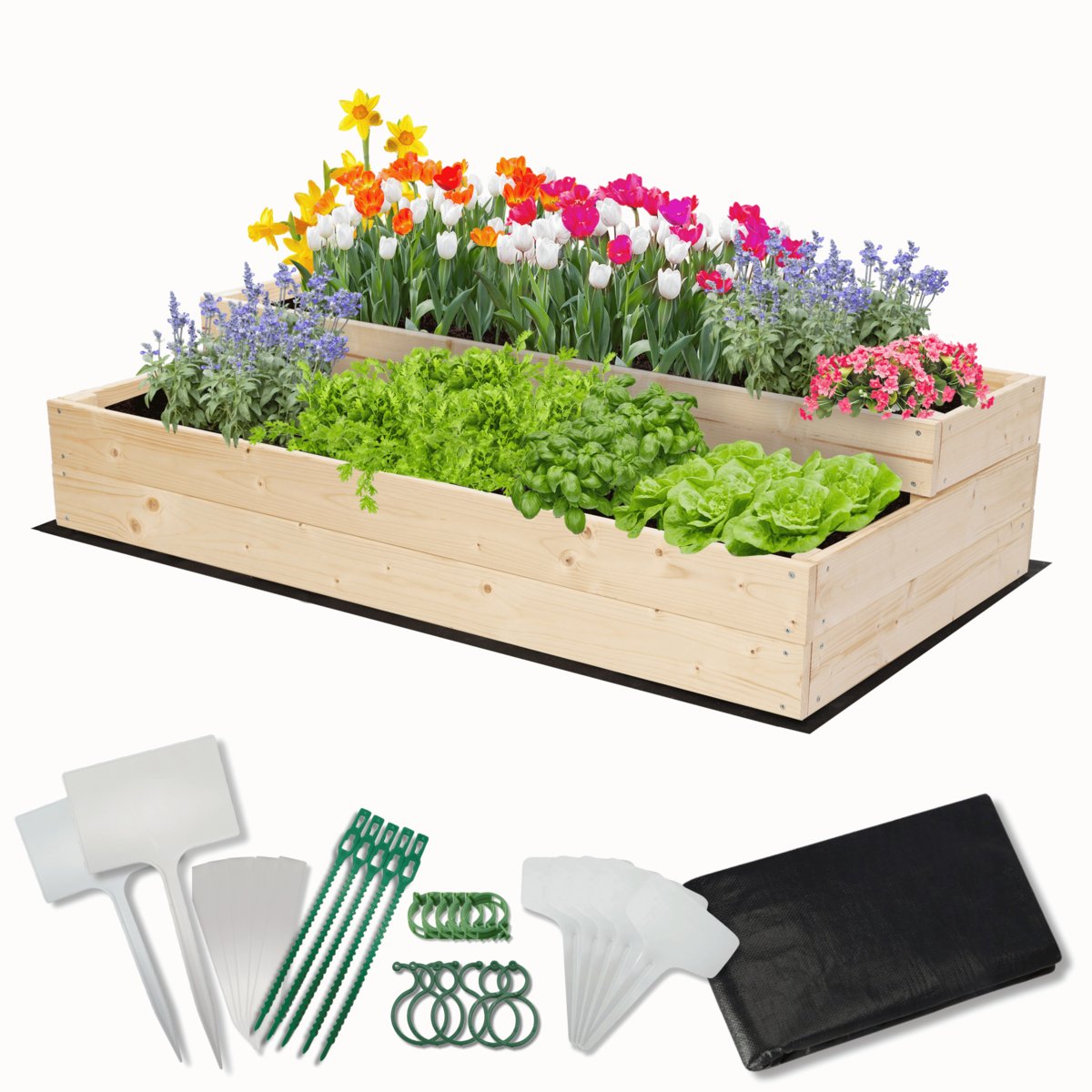 Skrzynia na warzywa warzywniak inspekt drewniany 120x60 ZESTAW ECO / Wamar-Sosenka