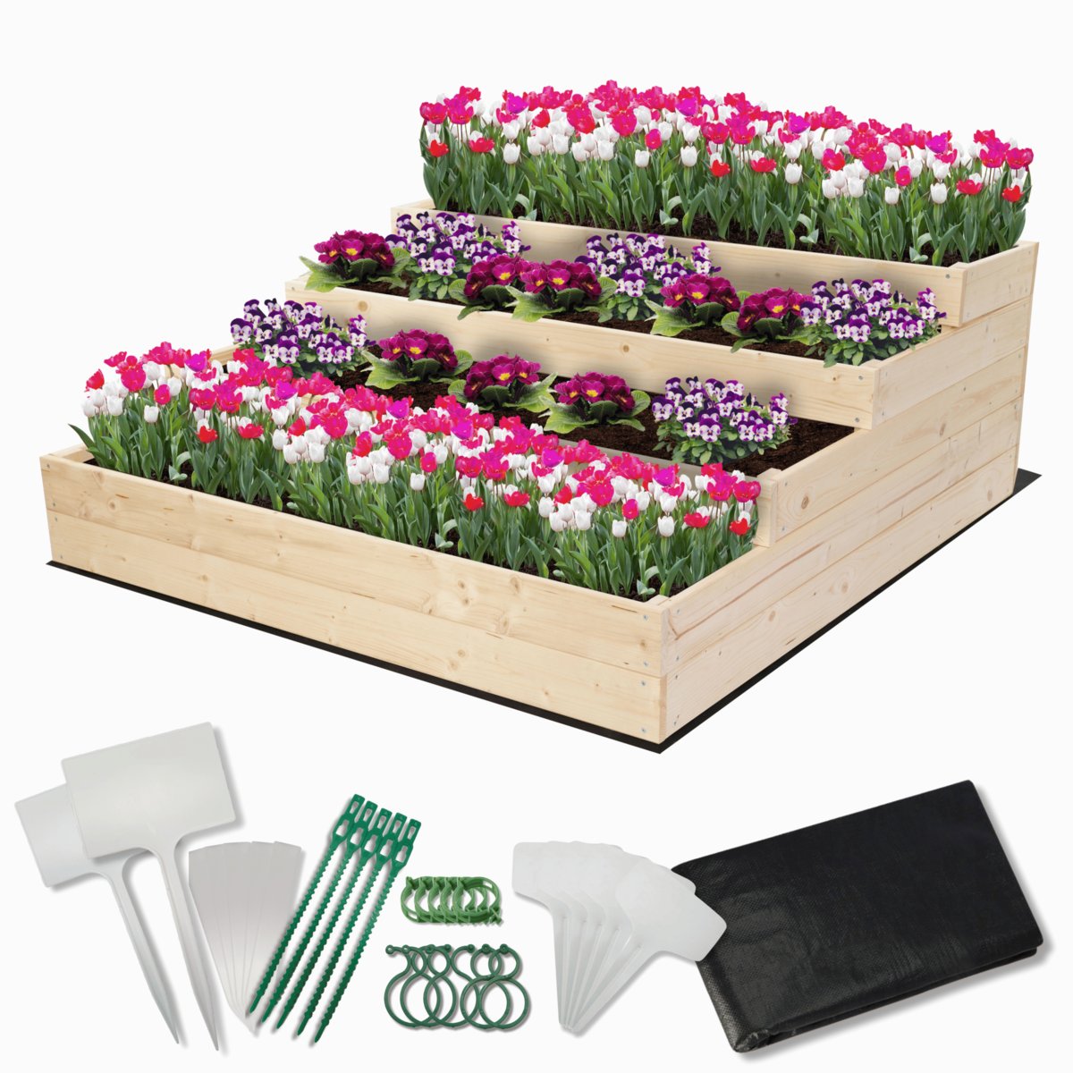 Skrzynie na warzywa warzywniak donica drewniana 120x120 ZESTAW EKO / Wamar-Sosenka