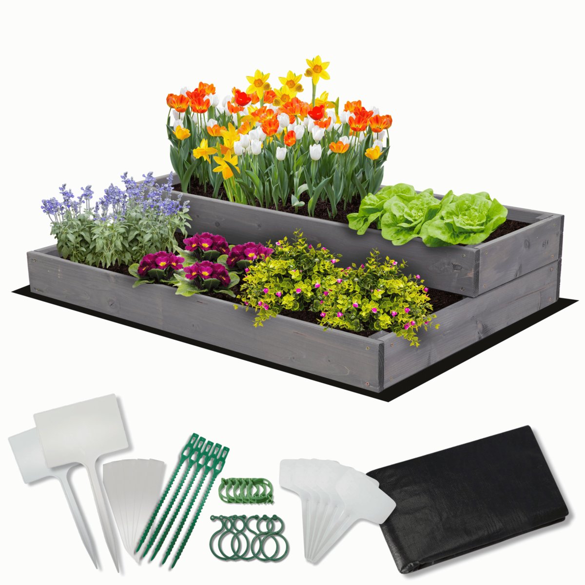 Skrzynia na warzywa skrzynie na warzywniak IMPREGNOWANY 90x60 ZESTAW EKO / Wamar-Sosenka