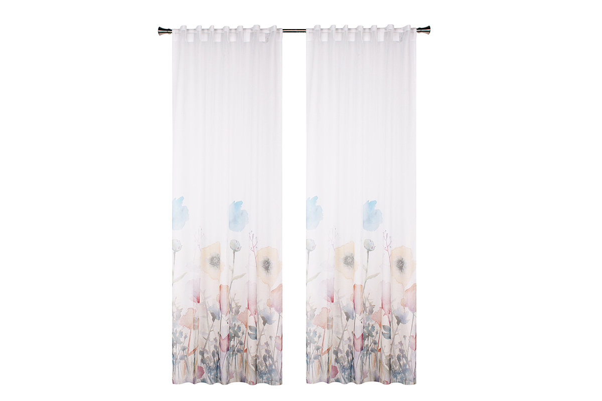 Firana z ukr.patkami FLORI biały/wielokolorowy / 140x245 / 100% poliester