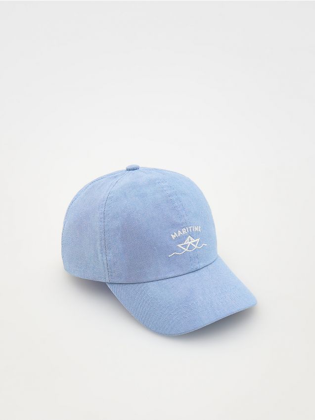 Reserved - Bawełniana czapka z daszkiem - niebieski