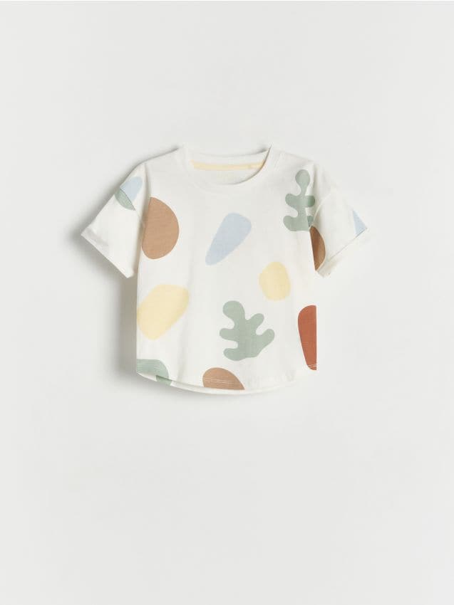 Reserved - T-shirt oversize - złamana biel