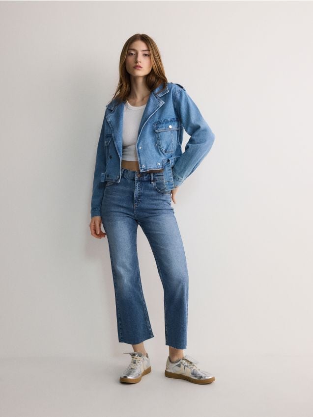 Reserved - Jeansy kick flare - niebieski