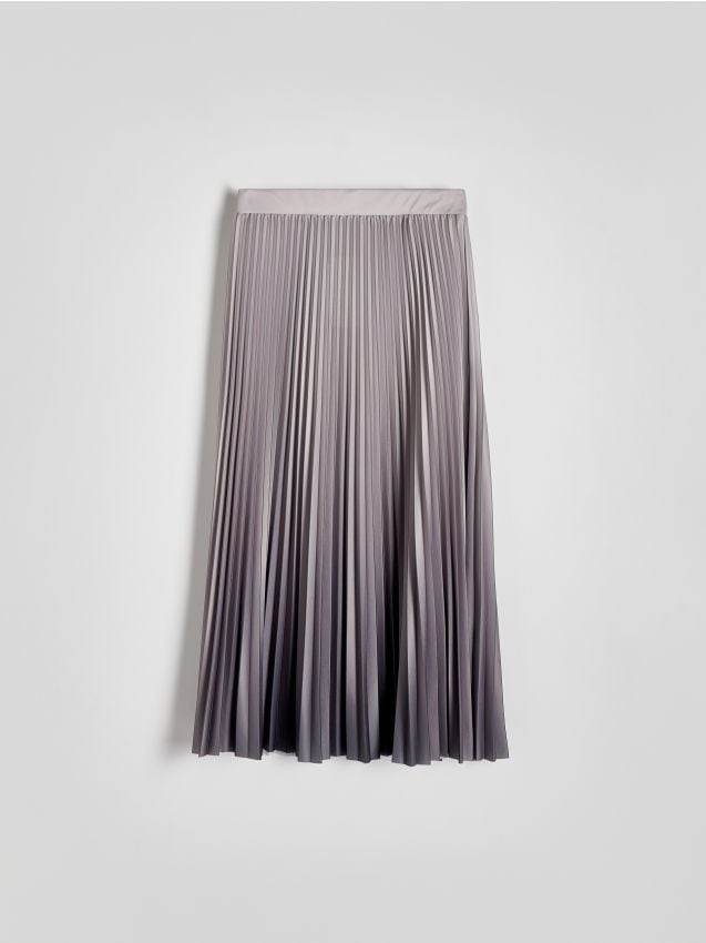 Reserved - Plisowana spódnica midi - jasnozielony
