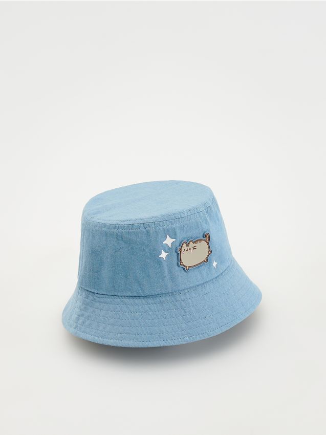 Reserved - Kapelusz bucket hat Pusheen - jasnoniebieski