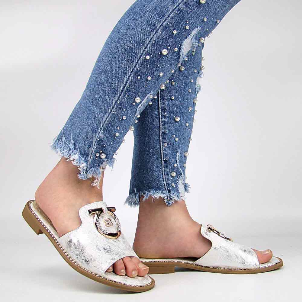 S.Barski KV27-032 buty damskie klapki eleganckie skórzane