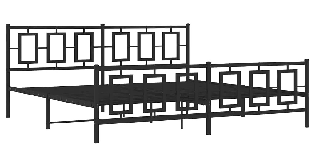 Czarne metalowe łóżko małżeńskie 200x200cm - Nelora