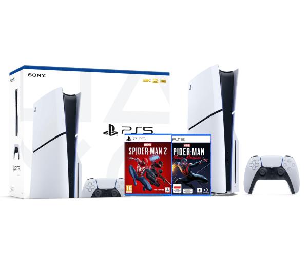 Sony PlayStation 5 Slim D Chassis PS5 1TB z napędem + Marvel’s Spider-Man: Miles Morales + Marvel’s Spider-Man 2