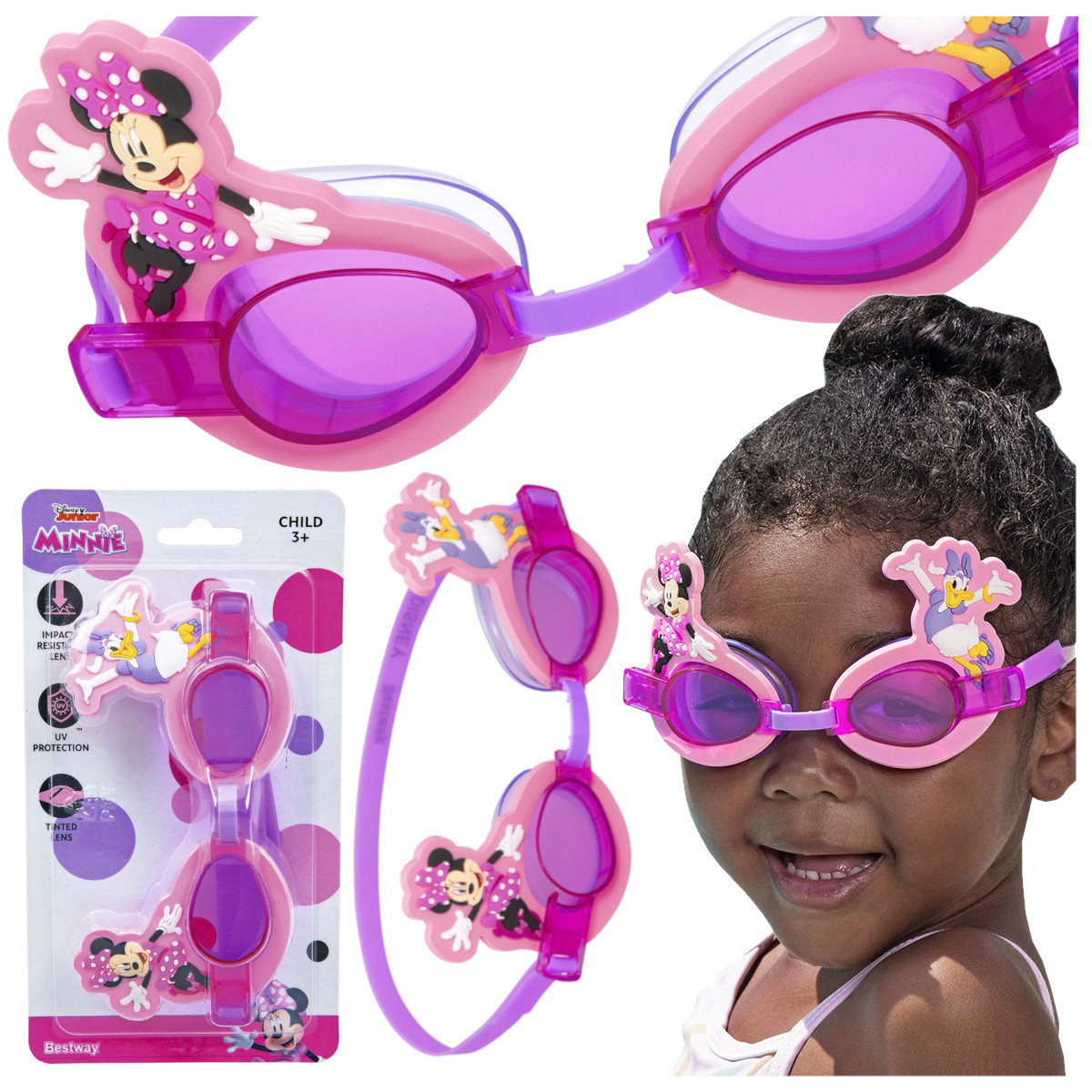 Okulary do pływania Disney Junior Myszka Minnie żółte - Bestway K185